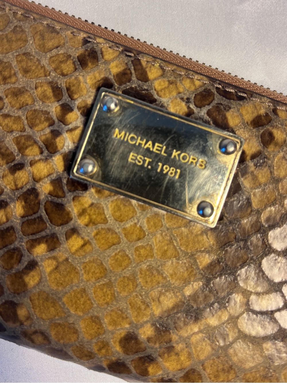 Michael Kors Jet Set Python Embossed Leather Continental Zip Around Wallet